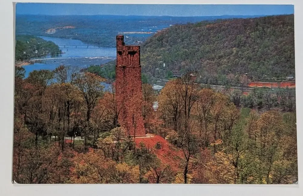 Vintage Bowman’s Hill Tower Postcard Washington Crossing Pennsylvania Scenic '92